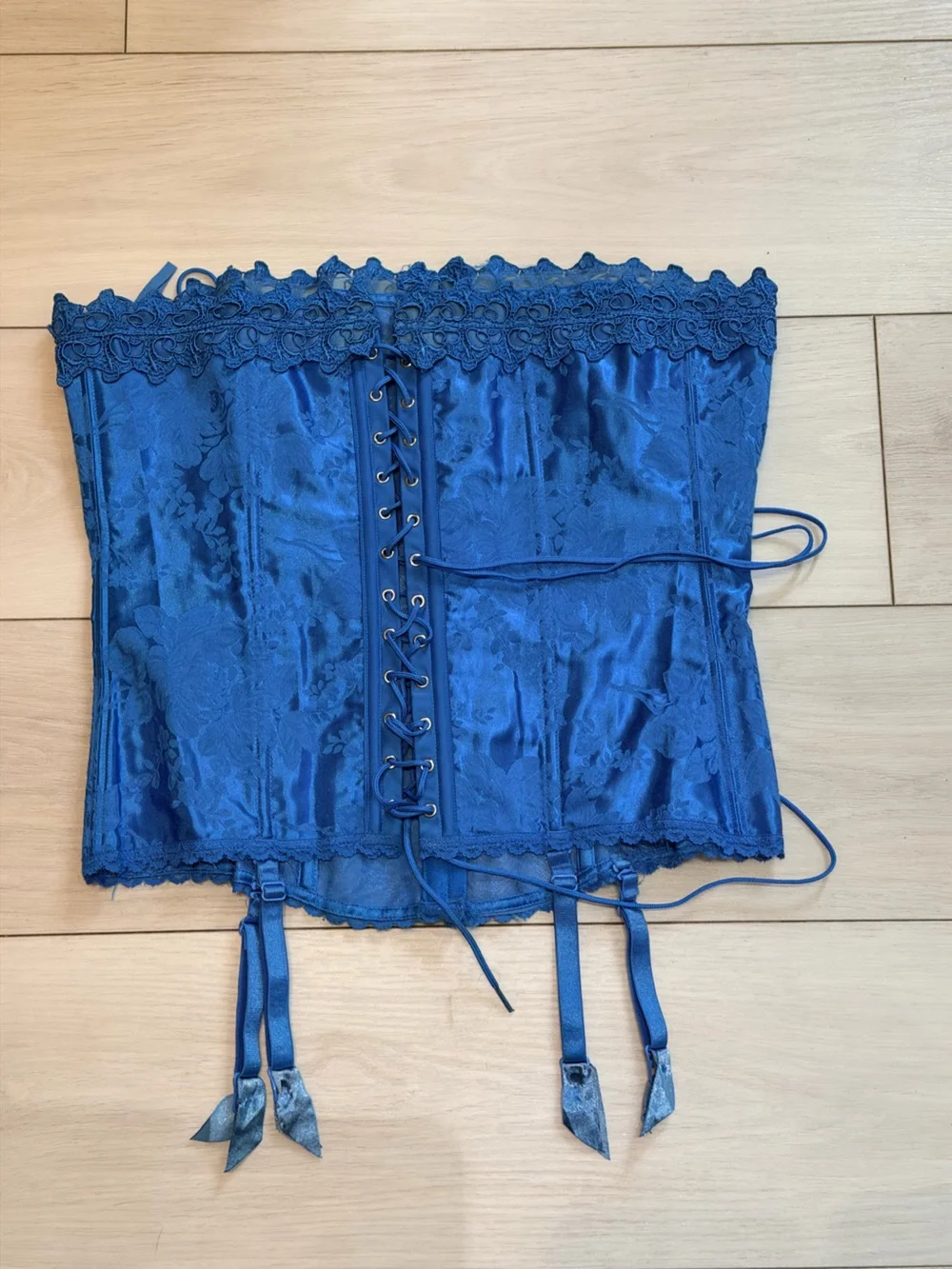 Frederick's of Hollywood Royal Blue Satin Lace Bustier